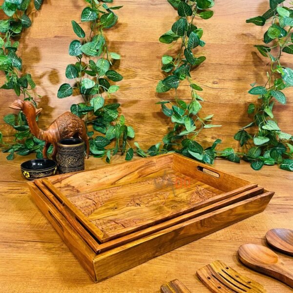 Tea Wagon-Wooden Trays Set -waoohanicrafts-pakistan