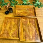 Tea Wagon-Wooden Trays Set -waoohanicrafts-pakistan