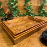 Tea Wagon-Wooden Trays Set -waoohanicrafts-pakistan